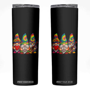 Three Hippie Gnomes Peace Retro Tie Dye Flower Skinny Tumbler TS11 Black Print Your Wear