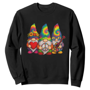 Three Hippie Gnomes Peace Retro Tie Dye Flower Sweatshirt TS11 Black Print Your Wear