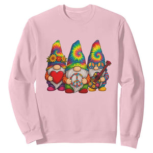 Three Hippie Gnomes Peace Retro Tie Dye Flower Sweatshirt TS11 Light Pink Print Your Wear
