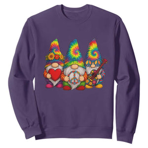 Three Hippie Gnomes Peace Retro Tie Dye Flower Sweatshirt TS11 Purple Print Your Wear