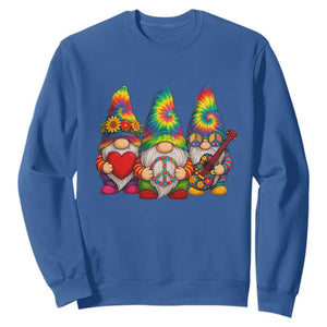 Three Hippie Gnomes Peace Retro Tie Dye Flower Sweatshirt TS11 Royal Blue Print Your Wear