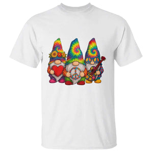 Three Hippie Gnomes Peace Retro Tie Dye Flower T Shirt TS11 White Print Your Wear