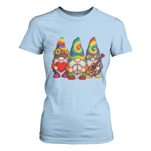 Three Hippie Gnomes Peace Retro Tie Dye Flower T Shirt For Women TS11 Light Blue Print Your Wear