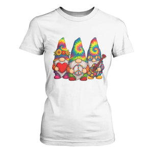 Three Hippie Gnomes Peace Retro Tie Dye Flower T Shirt For Women TS11 White Print Your Wear