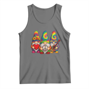 Three Hippie Gnomes Peace Retro Tie Dye Flower Tank Top TS11 Black Heather Print Your Wear
