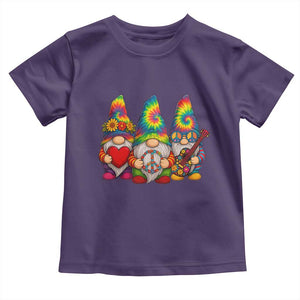 Three Hippie Gnomes Peace Retro Tie Dye Flower Toddler T Shirt TS11 Purple Print Your Wear