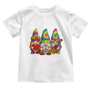 Three Hippie Gnomes Peace Retro Tie Dye Flower Toddler T Shirt TS11 White Print Your Wear