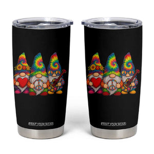 Three Hippie Gnomes Peace Retro Tie Dye Flower Tumbler Cup TS11 Black Print Your Wear