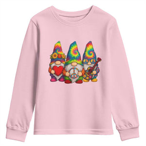 Three Hippie Gnomes Peace Retro Tie Dye Flower Youth Sweatshirt TS11 Light Pink Print Your Wear
