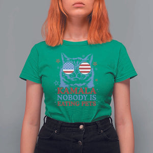 Harris Supporter T Shirt For Women Kamala Nobody Is Eating Pets American Flag Cat TS11 Irish Green Print Your Wear