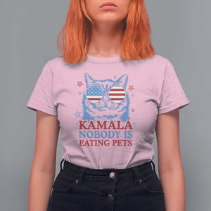 Harris Supporter T Shirt For Women Kamala Nobody Is Eating Pets American Flag Cat TS11 Light Pink Print Your Wear