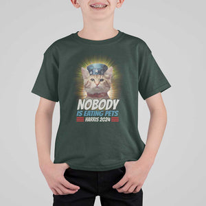 Harris 2024 T Shirt For Kid Nobody Is Eating Pets American Flag Cat Hat TS11 Dark Forest Green Print Your Wear