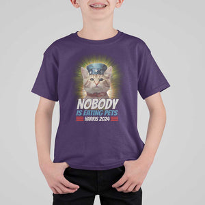 Harris 2024 T Shirt For Kid Nobody Is Eating Pets American Flag Cat Hat TS11 Purple Print Your Wear