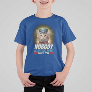 Harris 2024 T Shirt For Kid Nobody Is Eating Pets American Flag Cat Hat TS11 Royal Blue Print Your Wear