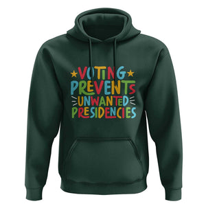 Voting Prevents Unwanted Presidencies Hoodie Colorful US Presidential Election Political 2024 Star TS11 Dark Forest Green Print Your Wear