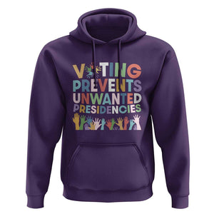 Voting Prevents Unwanted Presidencies Hoodie US Presidential Election Political 2024 Hand TS11 Purple Print Your Wear