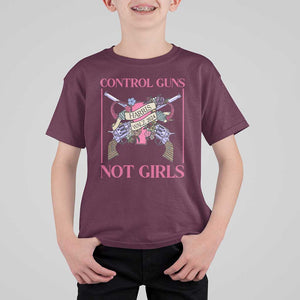 Harris Walz Feminist T Shirt For Kid Control Guns Not Girls Women's Rights Roses Uterus TS11 Maroon Print Your Wear