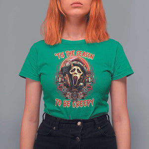 Halloween Christmas T Shirt For Women Tis The Season To Be Creepy Ghost Horror Xmas TS11 Irish Green Print Your Wear