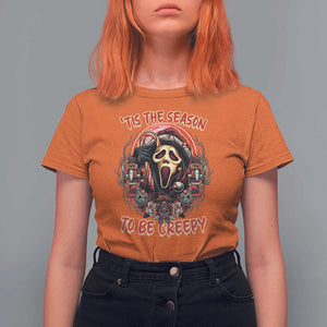 Halloween Christmas T Shirt For Women Tis The Season To Be Creepy Ghost Horror Xmas TS11 Orange Print Your Wear