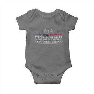 Freedom Never Dies Charlie Kirk Baby Onesie Vintage American Flag TS11 Charcoal Print Your Wear