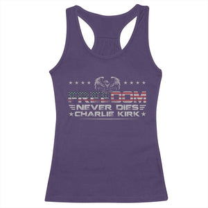 Freedom Never Dies Charlie Kirk Racerback Tank Top Vintage American Flag TS11 Purple Print Your Wear
