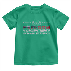 Freedom Never Dies Charlie Kirk Toddler T Shirt Vintage American Flag TS11 Irish Green Print Your Wear