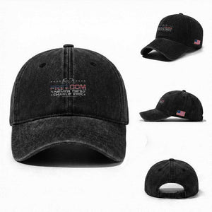 Freedom Never Dies Charlie Kirk Washed Cotton Baseball Cap Vintage American Flag TS11 Washed Cap Universal Fit Black Print Your Wear