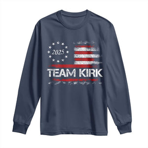 Team Kirk 2025 Long Sleeve Shirt Charlie Kirk Freedom Vintage American Flag TS11 Navy Print Your Wear