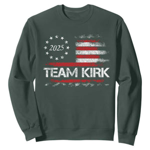 Team Kirk 2025 Sweatshirt Charlie Kirk Freedom Vintage American Flag TS11 Dark Forest Green Print Your Wear