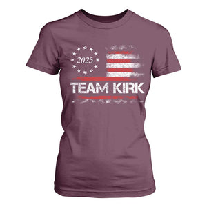 Team Kirk 2025 T Shirt For Women Charlie Kirk Freedom Vintage American Flag TS11 Maroon Print Your Wear