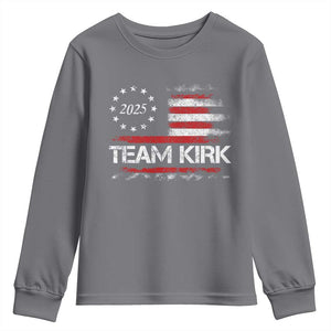 Team Kirk 2025 Youth Sweatshirt Charlie Kirk Freedom Vintage American Flag TS11 Charcoal Print Your Wear