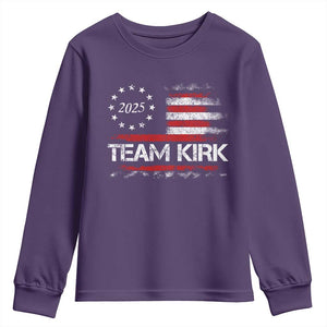 Team Kirk 2025 Youth Sweatshirt Charlie Kirk Freedom Vintage American Flag TS11 Purple Print Your Wear