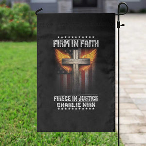 Firm In Faith Fierce In Justice Charlie Kirk Garden Flag Christian Cross American Flag TS11 Print Your Wear