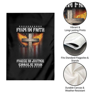 Firm In Faith Fierce In Justice Charlie Kirk Garden Flag Christian Cross American Flag TS11 Print Your Wear