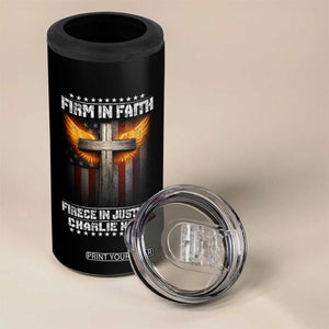 Firm In Faith Fierce In Justice Charlie Kirk 4 in 1 Can Cooler Tumbler Christian Cross American Flag TS11 Print Your Wear