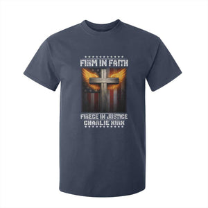 Firm In Faith Fierce In Justice Charlie Kirk T Shirt For Kid Christian Cross American Flag TS11 Navy Print Your Wear