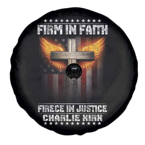 Firm In Faith Fierce In Justice Charlie Kirk Spare Tire Cover Christian Cross American Flag TS11 Print Your Wear