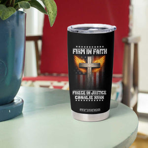 Firm In Faith Fierce In Justice Charlie Kirk Tumbler Cup Christian Cross American Flag TS11 Print Your Wear