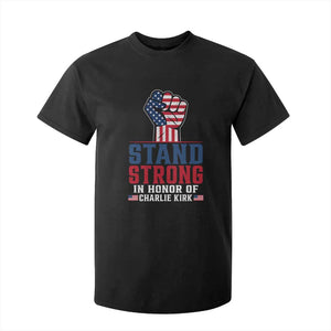 Stand Strong In Honor Of Charlie Kirk T Shirt For Kid Handfist American Flag TS11 Black Print Your Wear