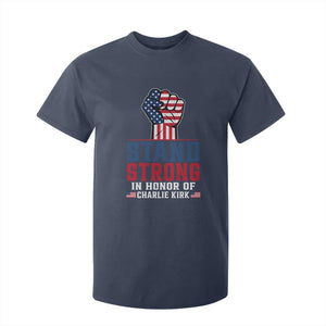Stand Strong In Honor Of Charlie Kirk T Shirt For Kid Handfist American Flag TS11 Navy Print Your Wear