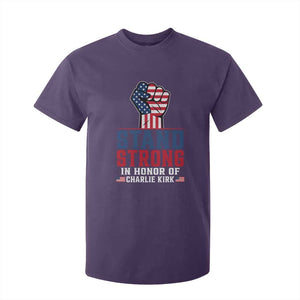 Stand Strong In Honor Of Charlie Kirk T Shirt For Kid Handfist American Flag TS11 Purple Print Your Wear