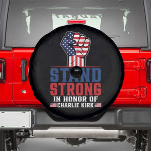 Stand Strong In Honor Of Charlie Kirk Spare Tire Cover Handfist American Flag TS11 Black Print Your Wear