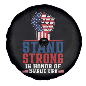Stand Strong In Honor Of Charlie Kirk Spare Tire Cover Handfist American Flag TS11 Print Your Wear