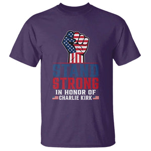 Stand Strong In Honor Of Charlie Kirk T Shirt Handfist American Flag TS11 Purple Print Your Wear