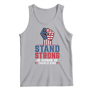 Stand Strong In Honor Of Charlie Kirk Tank Top Handfist American Flag TS11 Athletic Heather Print Your Wear