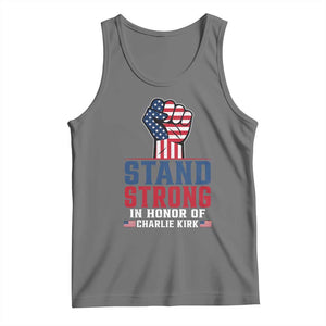 Stand Strong In Honor Of Charlie Kirk Tank Top Handfist American Flag TS11 Black Heather Print Your Wear