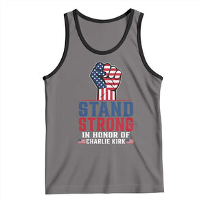 Stand Strong In Honor Of Charlie Kirk Tank Top Handfist American Flag TS11 Deep Heather Black Print Your Wear