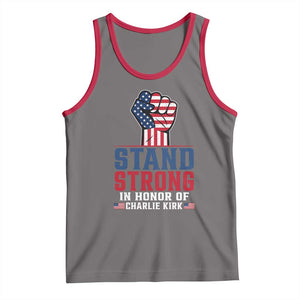 Stand Strong In Honor Of Charlie Kirk Tank Top Handfist American Flag TS11 Deep Heather Red Print Your Wear