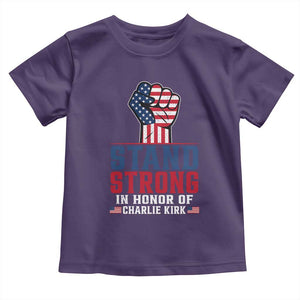 Stand Strong In Honor Of Charlie Kirk Toddler T Shirt Handfist American Flag TS11 Purple Print Your Wear