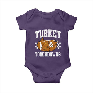 Funny Turkey And Touchdowns Baby Onesie Thanksgiving American Football TS11 Purple Print Your Wear